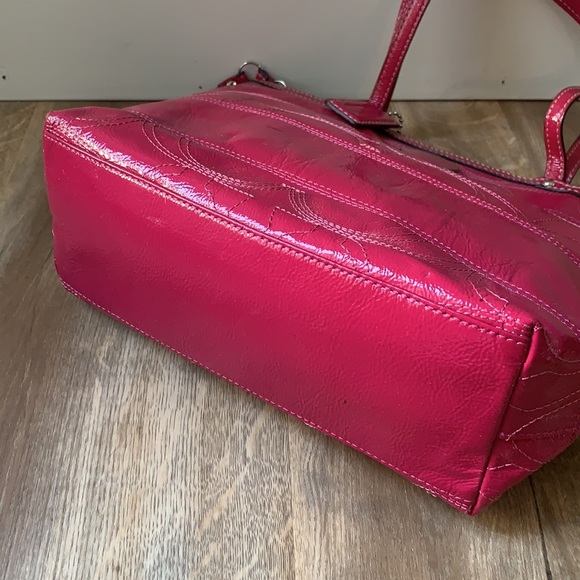 Coach C Optic Stitched Berry Patent Leather Tote - Picture 7 of 15